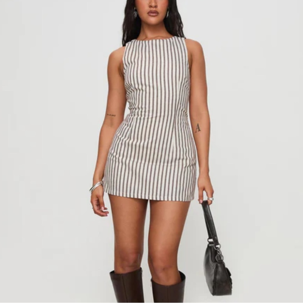 Princess Polly Cream and Brown Striped Romper 6